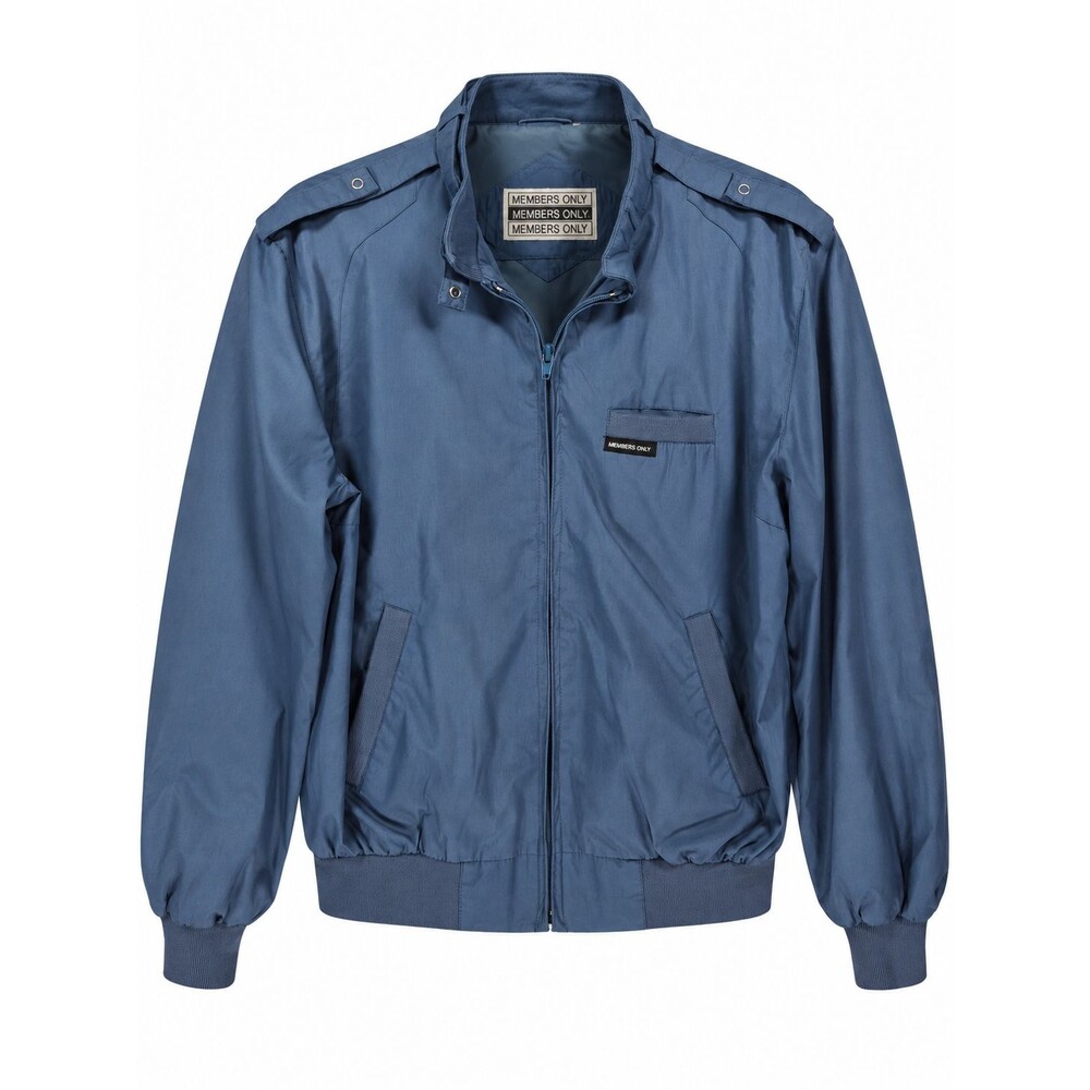 Members Only Blue Racer Bomber Jacket Size 40 Full Zip Epaulettes Classic